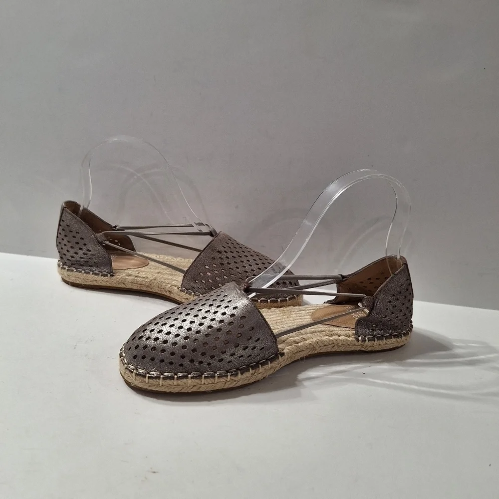 Eileen Fisher (NEW) Leather Mica Quiet Luxury Metallic Lee 2 Espadrille Shoes 6